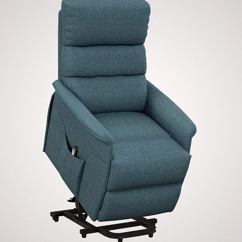 Blue Electric Power Lift Fabric Recliner Chair with Remote Control for the Elder