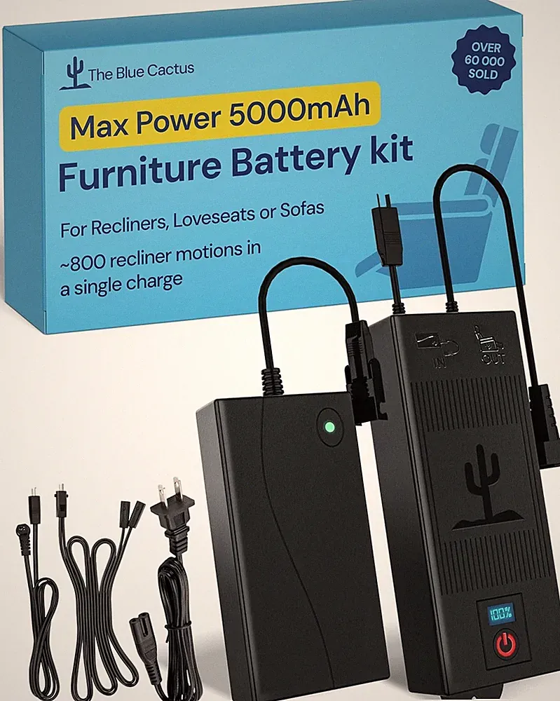 The Blue Cactus BIG 5000mAh Battery Pack for Reclining Furniture with LED Screen